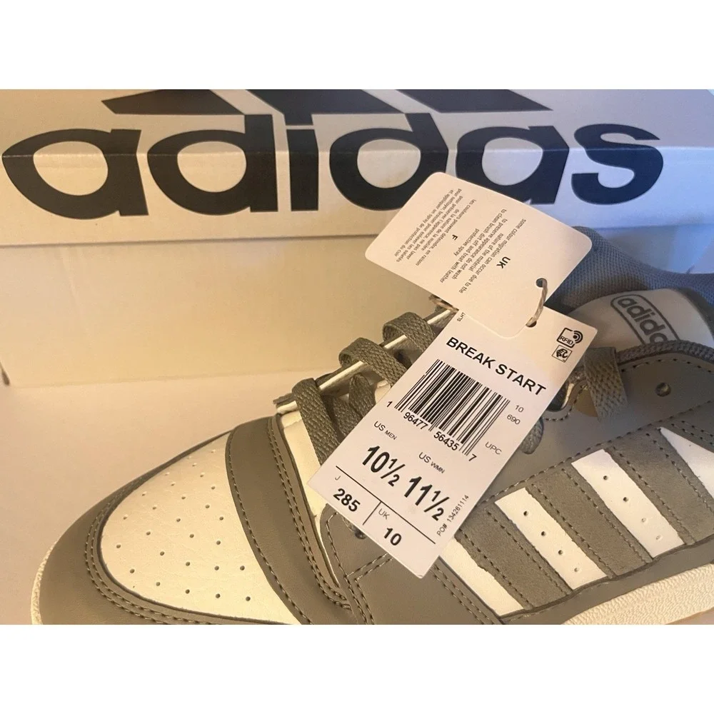 adidas Break Start Silver Pebble/Chalk White Men's Sneakers New W/ Box - IH7966